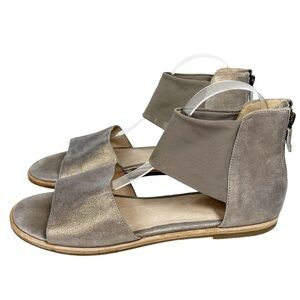 Eileen Fisher Sign Two Piece Ankle Mesh Strap Suede
Open Toe Flats Sandals Shoes